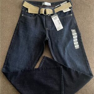 NWT Boys Lee Dungarees Belted Slim Fit Jeans Size 16R Blue